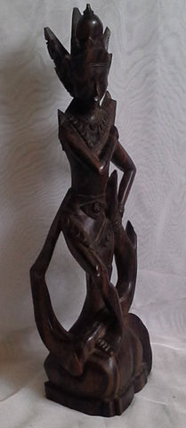 Vintage Wooden Carved Oriental Deity Goddess