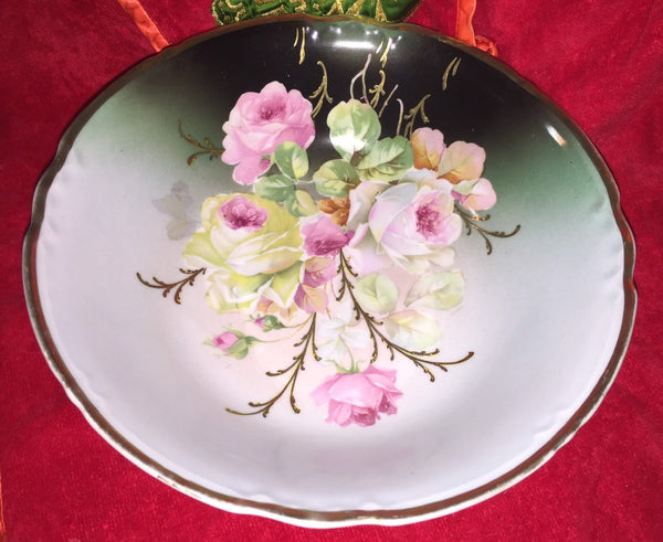 Bowl Large Plate Roses Vintage Collectible JSV