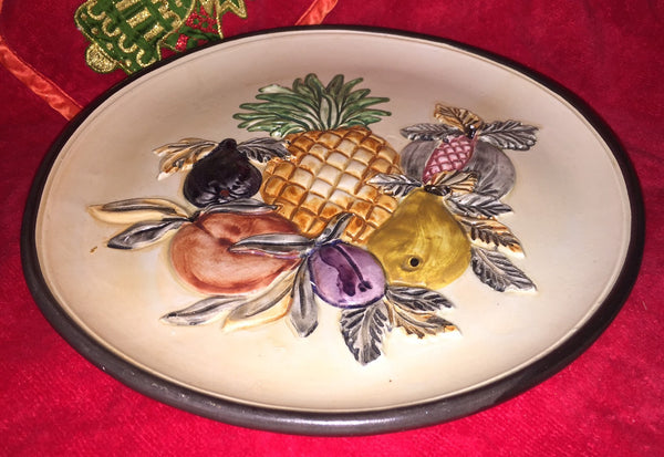 Vintage Rare IL FALCO Sicilia Wall Plate by BREVETTATO Hand Painted in Italy - Fruits