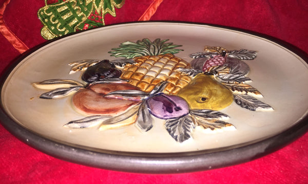 Vintage Rare IL FALCO Sicilia Wall Plate by BREVETTATO Hand Painted in Italy - Fruits