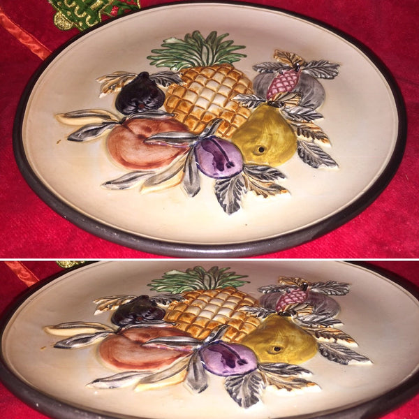 Vintage Rare IL FALCO Sicilia Wall Plate by BREVETTATO Hand Painted in Italy - Fruits