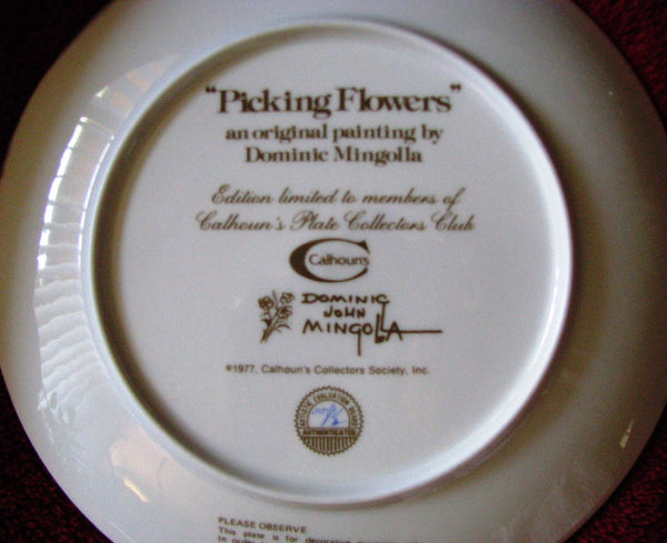 Collectible Plate 1977 "Picking Flowers" from Original Painting by Dominic Mingolla