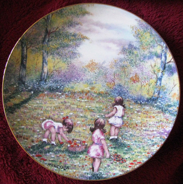 Collectible Plate 1977 "Picking Flowers" from Original Painting by Dominic Mingolla