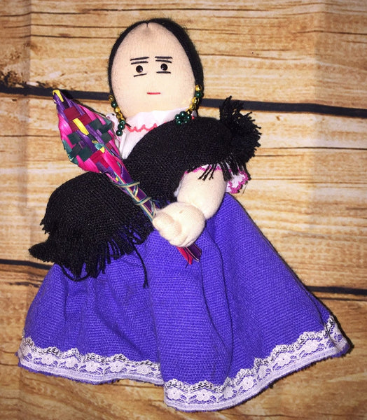 Vintage Handmade Doll Aruban Woman Carrying a Fan