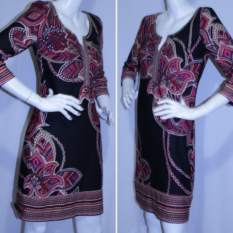 Roulette Sheath Dress Black, Hot Pink & White Floral Print Size 8