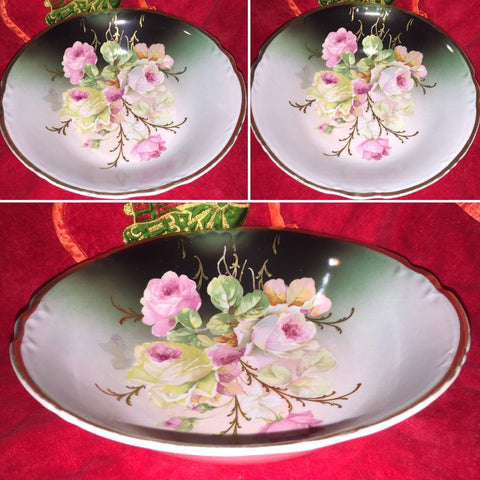 Bowl Large Plate Roses Vintage Collectible JSV