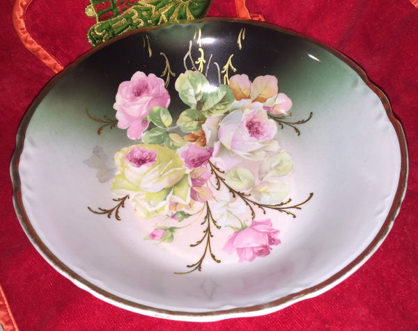 Bowl Large Plate Roses Vintage Collectible JSV