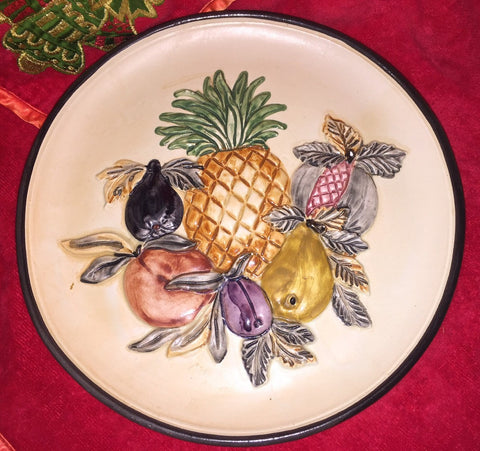 Vintage Rare IL FALCO Sicilia Wall Plate by BREVETTATO Hand Painted in Italy - Fruits