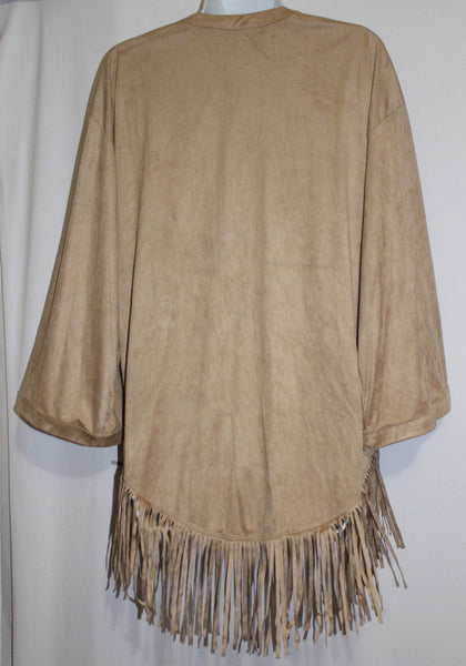 Gorgeous BASS Hippie, Gypsy Fringed Beige Shawl Jacket - Size S