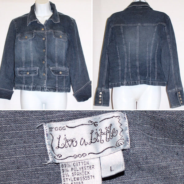 Distressed Jeans Jacket by Live a Little Size L