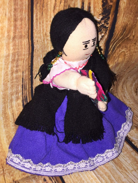 Vintage Handmade Doll Aruban Woman Carrying a Fan