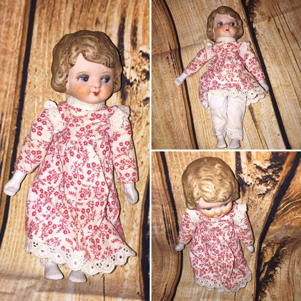 Ceramic Cloth Doll Vintage Antique