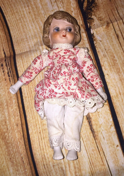 Ceramic Cloth Doll Vintage Antique