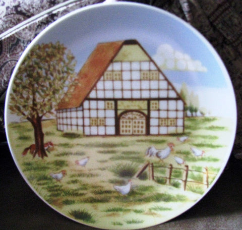 Collectible Porcelain Plate Farm Barn Vintage Artmark