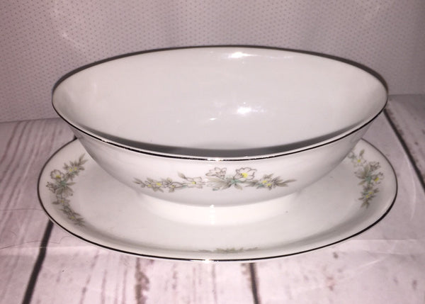 Jeanette by Hira China Japan Oval Gravy Boat with Attached Underplate