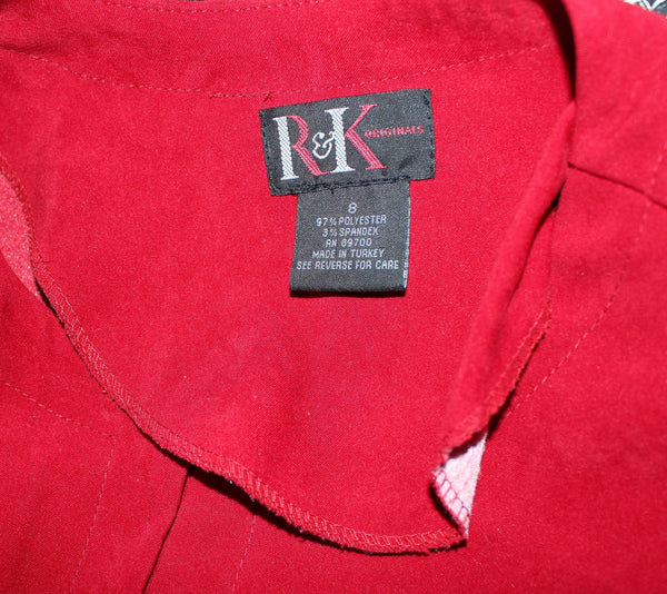 R & K Originals Jacket Blouse Red/Black Size 8