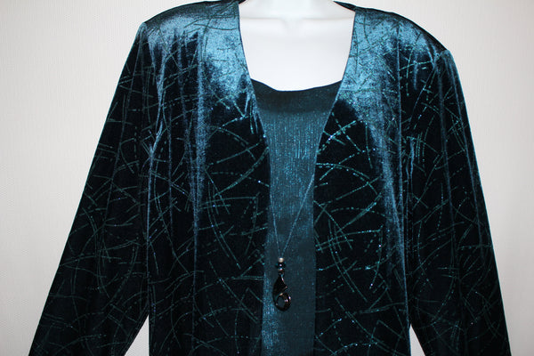 Sag Harbor Woman Special Occasion Jacket/Blouse Size 16W Turquoise