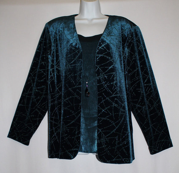 Sag Harbor Woman Special Occasion Jacket/Blouse Size 16W Turquoise