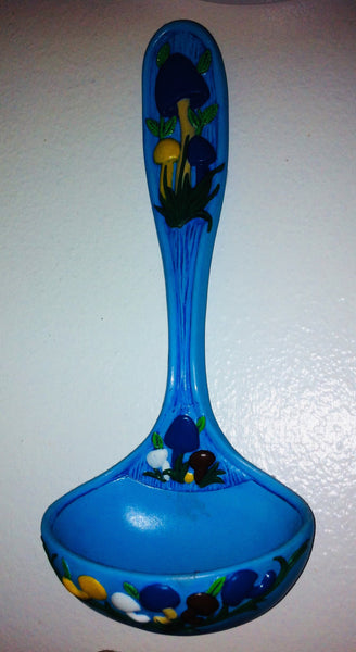 Blue Ladle Mushrooms Ceramics Vintage 1973