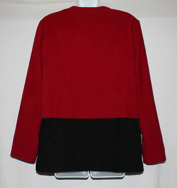 R & K Originals Jacket Blouse Red/Black Size 8