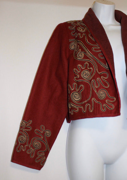 Cropped Bolero Jacket Red Size M