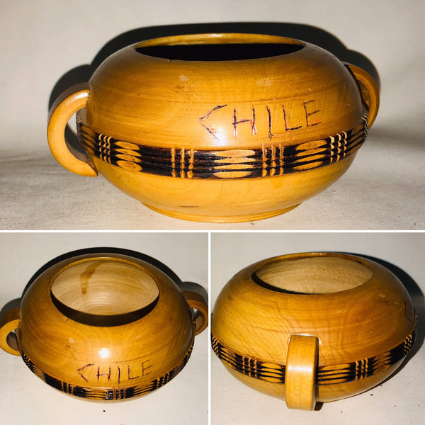 Handcrafted Vintage Wooden Bowl from Chile 1972