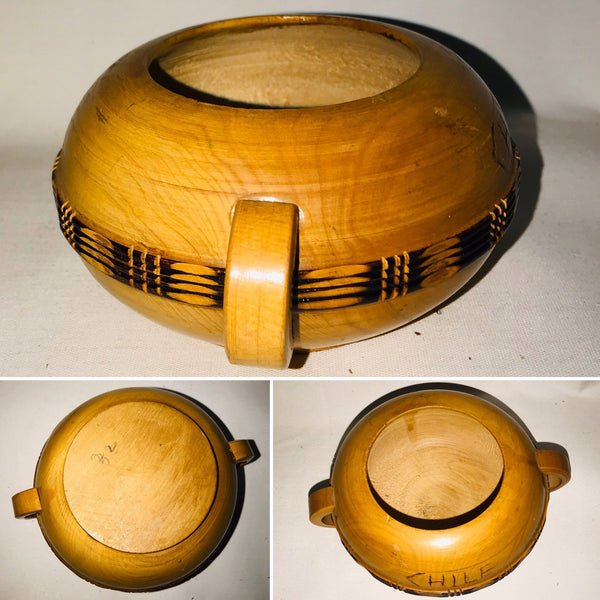 Handcrafted Vintage Wooden Bowl from Chile 1972