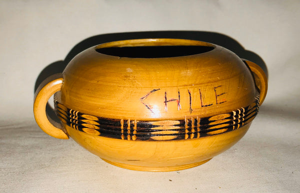 Handcrafted Vintage Wooden Bowl from Chile 1972