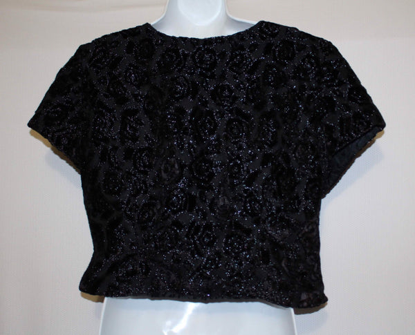 J. R. Nites Petites by Caliendo Black Blouse/Jacket Short Sleeve Size 14