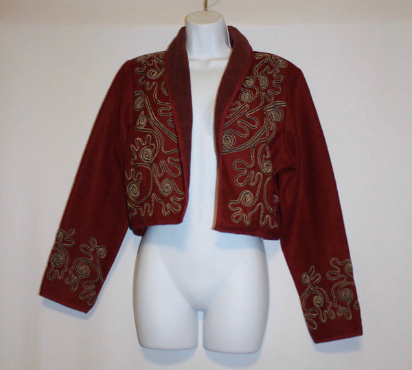 Cropped Bolero Jacket Red Size M