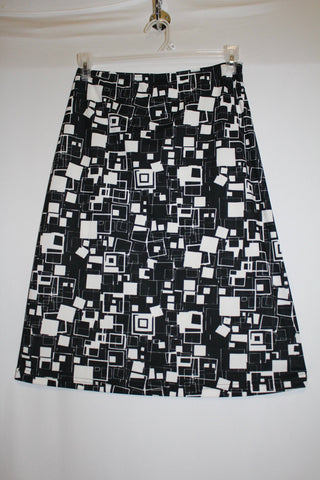 Vintage Wrapper Below Knee Skirt Black/White Size Large