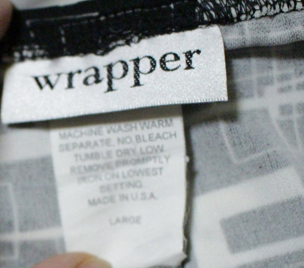 Vintage Wrapper Below Knee Skirt Black/White Size Large