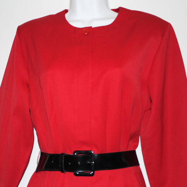 Nordstrom Point of View Red Long Sleeves Belted Dress Size 12