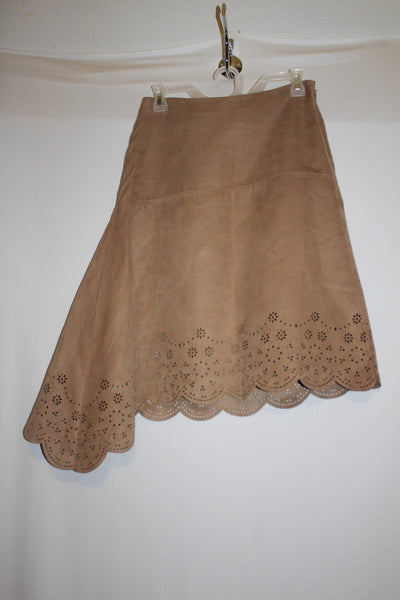 The Limited Tan Camel Skirt Asymmetrical Cut-Out Hem Size 0