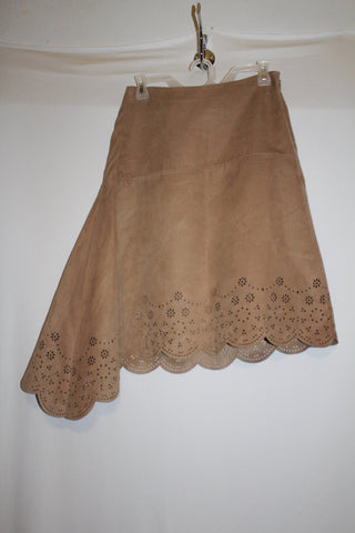 The Limited Tan Camel Skirt Asymmetrical Cut-Out Hem Size 0
