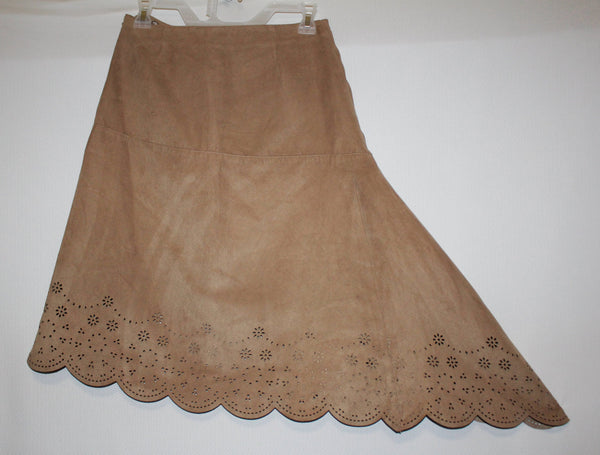 The Limited Tan Camel Skirt Asymmetrical Cut-Out Hem Size 0