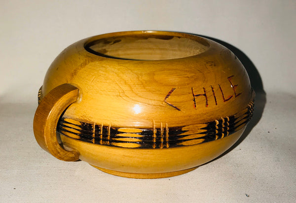 Handcrafted Vintage Wooden Bowl from Chile 1972