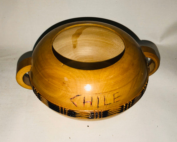 Handcrafted Vintage Wooden Bowl from Chile 1972