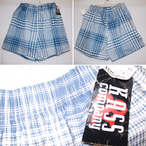 KASS Company Plaid Blue White Shorts Size 24 ~ NEW