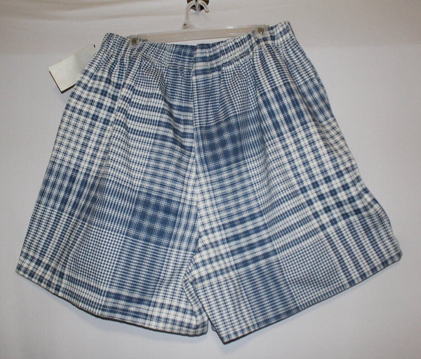 KASS Company Plaid Blue White Shorts Size 24 ~ NEW