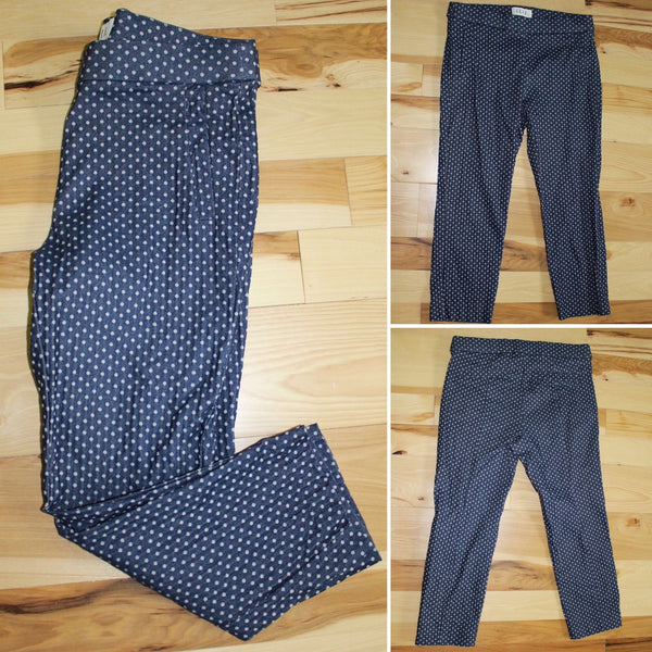 ELLE Blue Cropped Pants with Polka-Dots Pull-up Pants