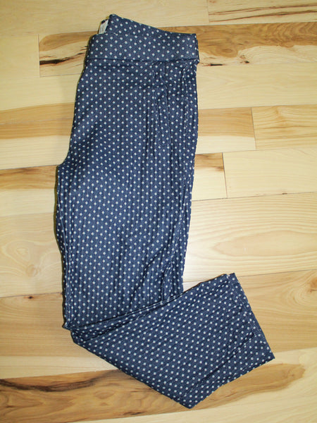 ELLE Blue Cropped Pants with Polka-Dots Pull-up Pants