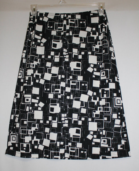 Vintage Wrapper Below Knee Skirt Black/White Size Large