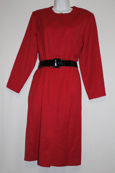 Nordstrom Point of View Red Long Sleeves Belted Dress Size 12