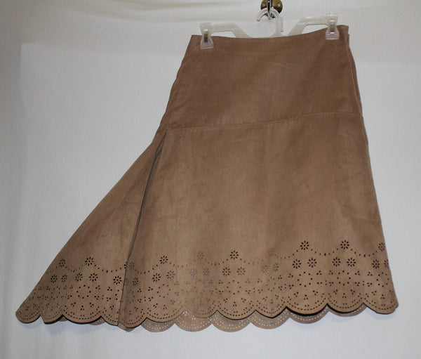The Limited Tan Camel Skirt Asymmetrical Cut-Out Hem Size 0