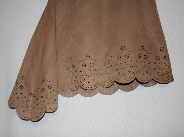 The Limited Tan Camel Skirt Asymmetrical Cut-Out Hem Size 0