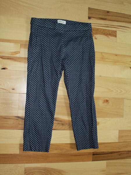 ELLE Blue Cropped Pants with Polka-Dots Pull-up Pants