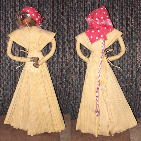 Unique Adorable Vintage Handcrafted Caribbean Cornhusk Woman Doll