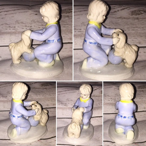 Vintage Girl and her Dog Porcelain Figurine by K's Collection