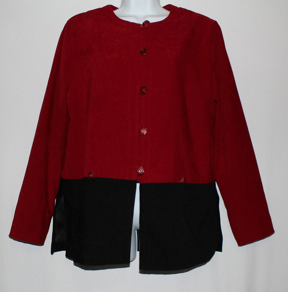 R & K Originals Jacket Blouse Red/Black Size 8